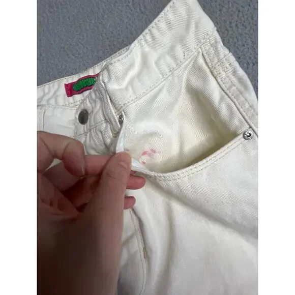 Empyre Tori Cargo Jeans 2 High Rise Baggy Wide Leg Y2K White Denim Pants XS - Picture 9 of 16